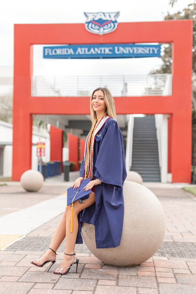 FAU graduation portrait for college senior in South Florida