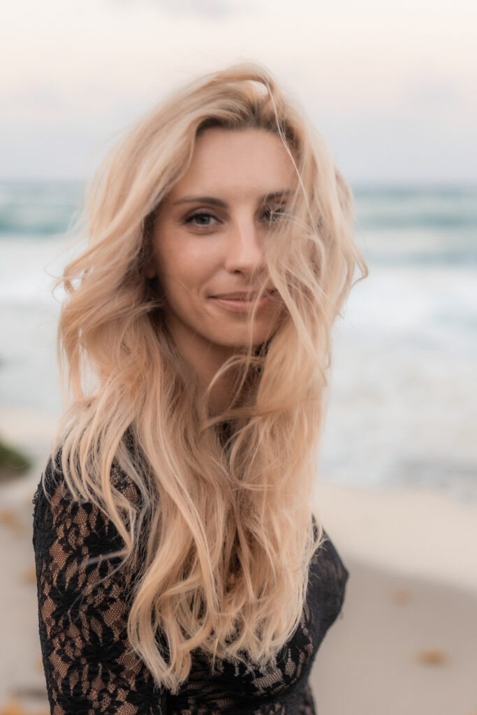 make up artist portrait at beach