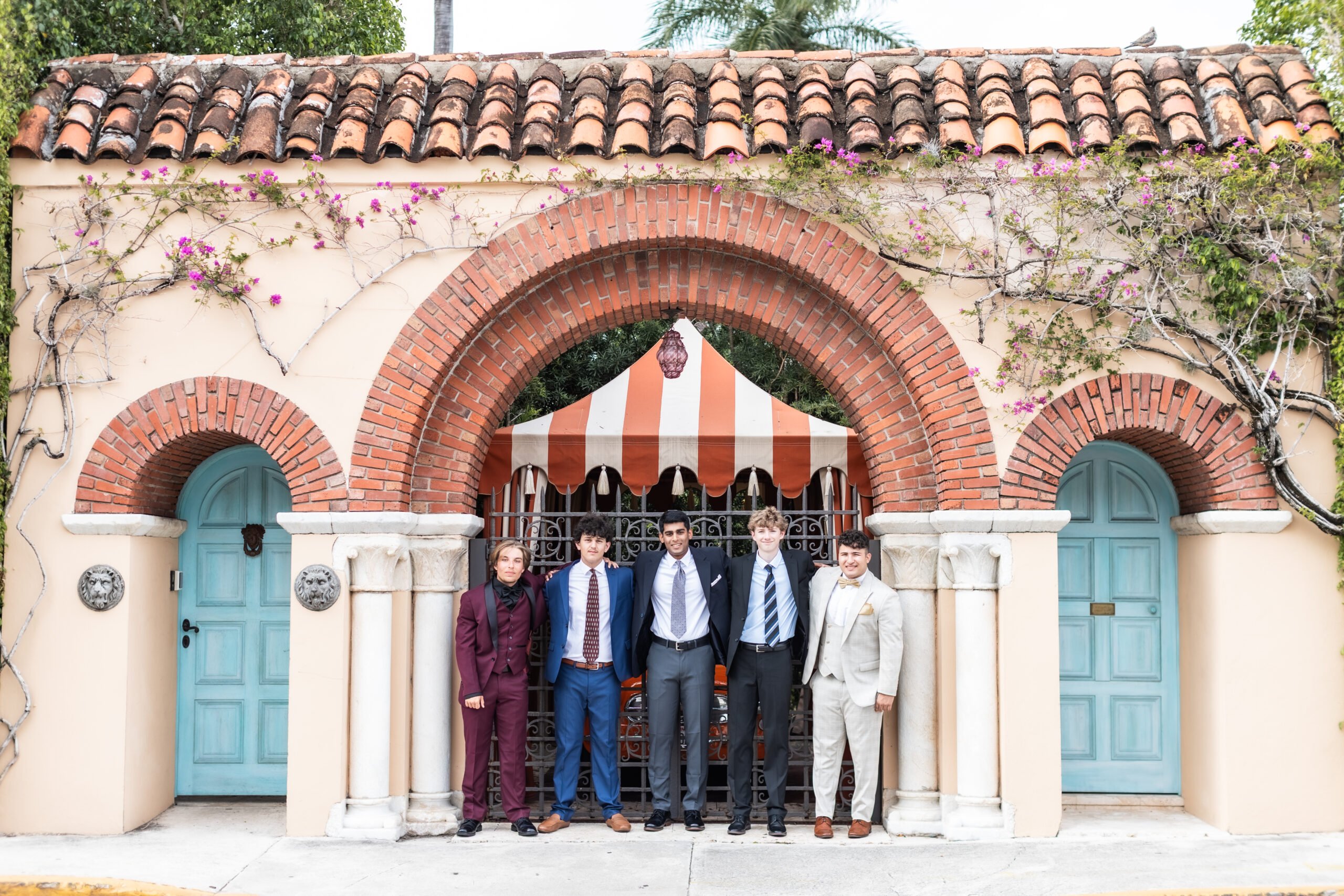 Group of senior boys walking together on Worth Avenue in Palm Beach