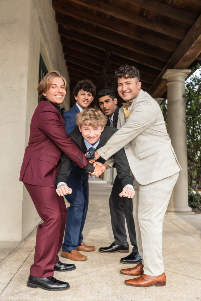 Group of senior boys walking together on Worth Avenue in Palm Beach